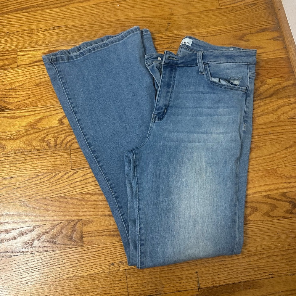 VERVET BY FLYING MONKEY Blue Flare Wide Leg Jeans